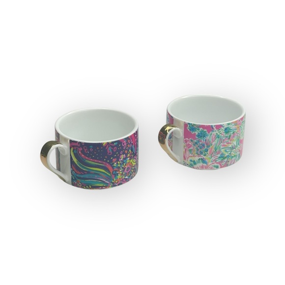 Lilly Pulitzer ❤︎︎ Stackable Tea Cups Coffee Mugs Set of 2 ❤︎︎ Being Happy Print - Picture 5 of 16